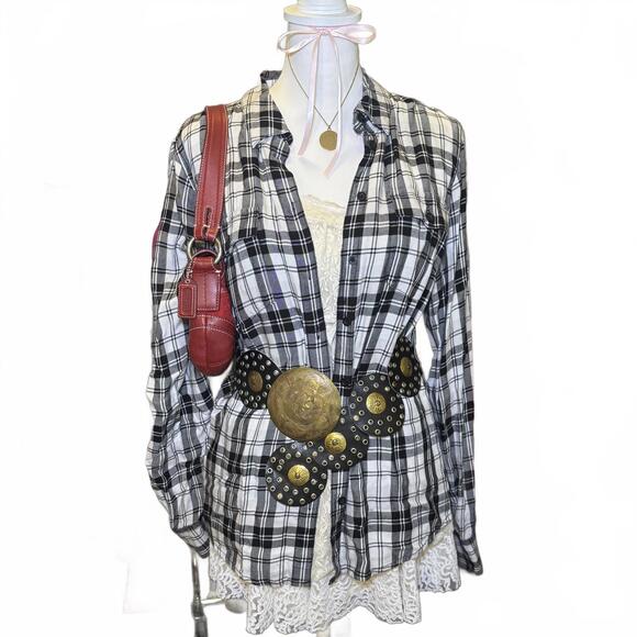 harley davidson vintage embroidered plaid flannel - Picture 2 of 6